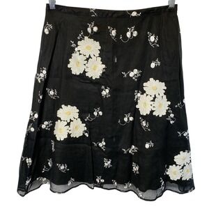 Persaman New York Womens Floral Embroidery Midi Skirt Size 12 Cotton Spring Chic